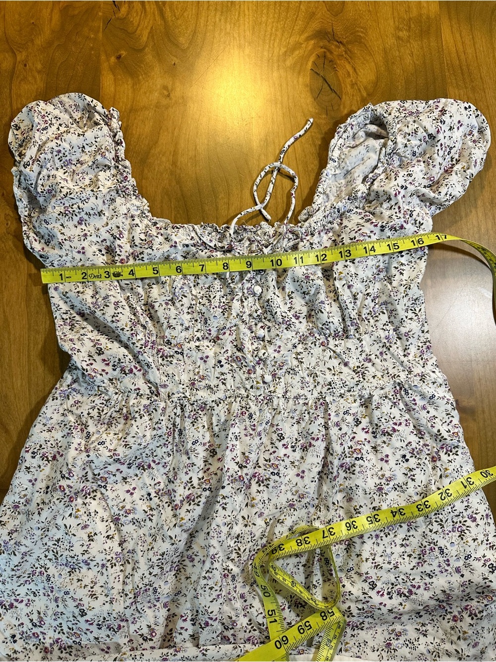J.Crew Floral Puff Sleeve Smocked Mini Dress Ivory Purple Size 12 - Picture 5 of 11